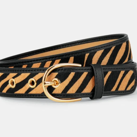 Talbots Black and Tan Zebra Print Belt - Picture 2 of 5
